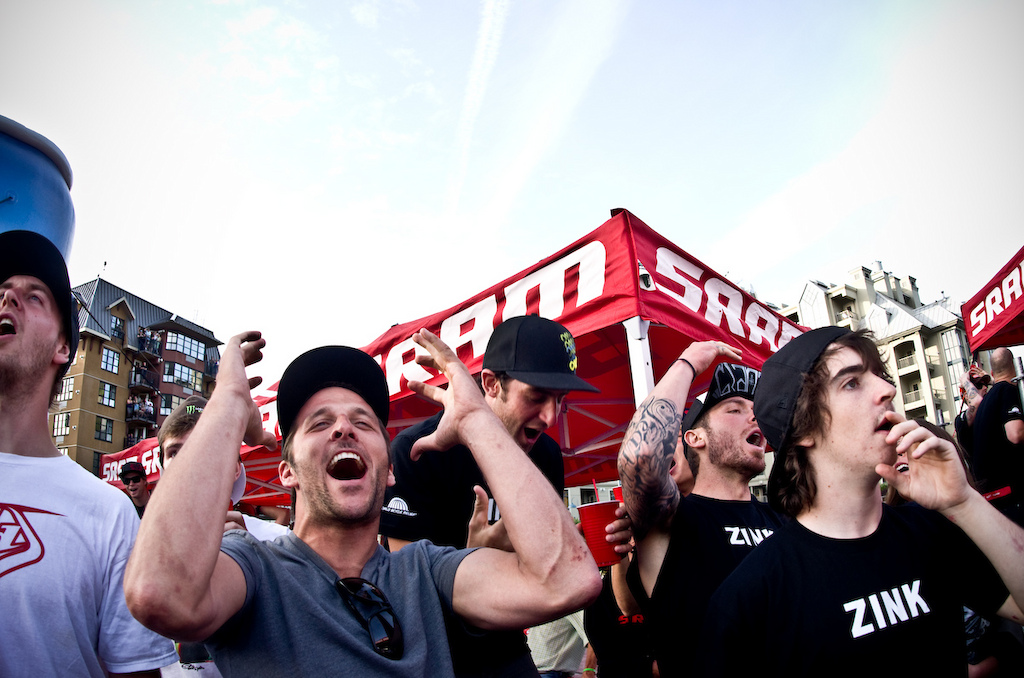 The Giant team is emotional at the World Cups and on the SRAM deck for the finals. This is their reaction to the young new threat, Messere. The new kid on the block boosted and impressed us all.