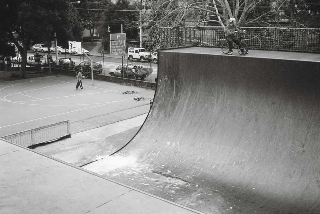Dizzy isn't small, this half pipe is just huge!! Shot on b/w film