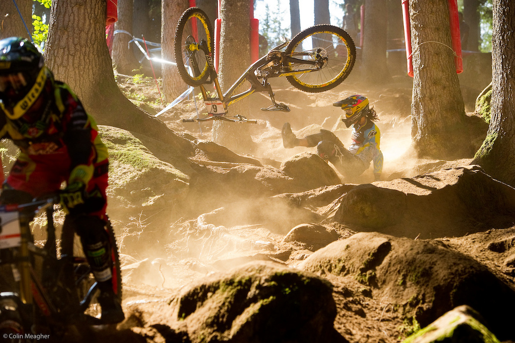 Tomahawk warning... Photographer Sebastian Schieck missed getting flattened by Emmeline Ragot's flying bike by mere centimeters.