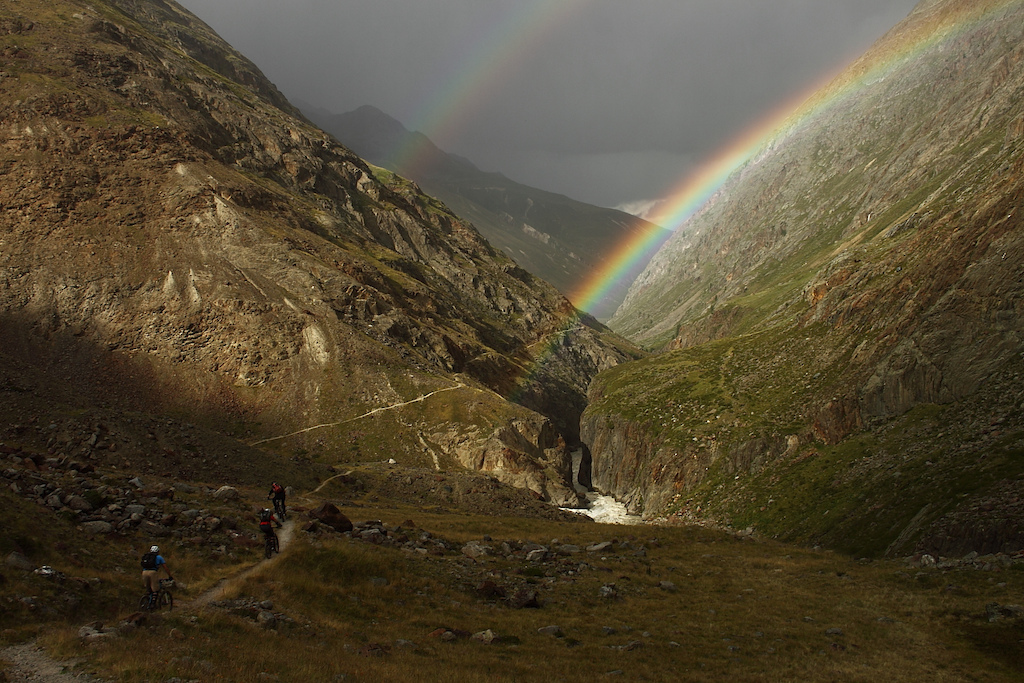 Steve took this pic from us on this great trail. Double-Rainbow included.