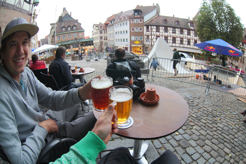 This is what life in N rnberg will be from tomorrow on chilling in the Biergarten enjoying nice cold beer and watching the riders rip apart the districts - except that the weather is reported to be considerably better photo c by www.larsscharlphoto.com me 