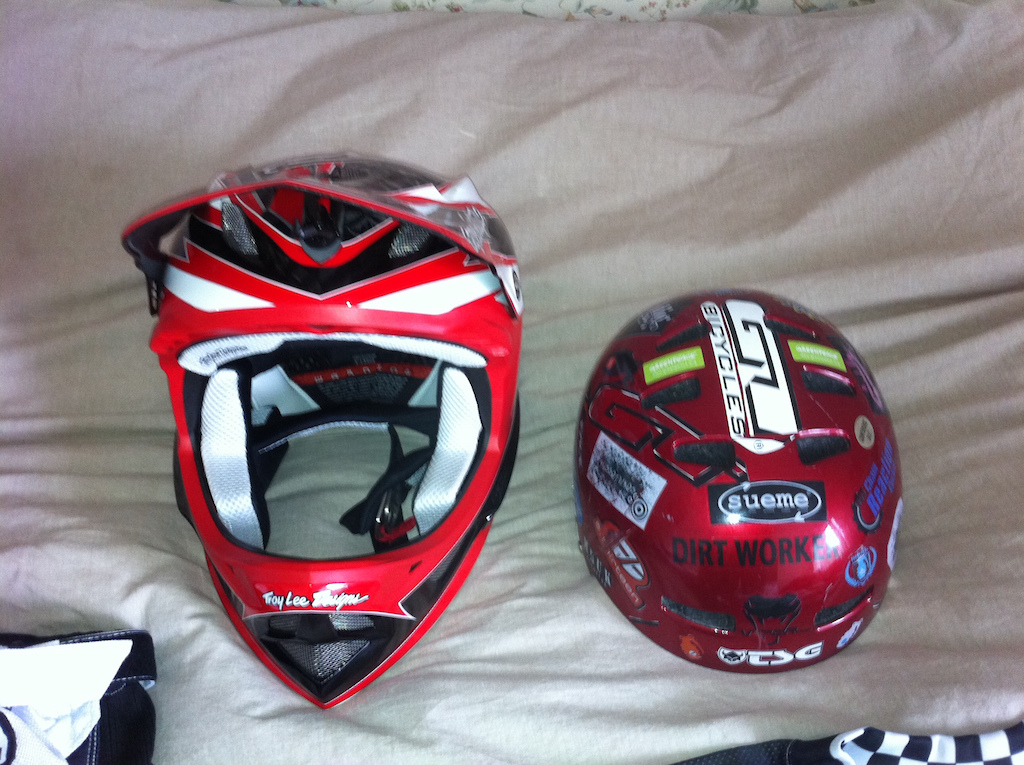 Troy Lee design D3 Sam Hill Helmet and my dirt TSG helmet.