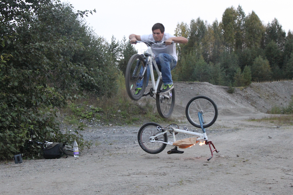 Jumping over a BMX