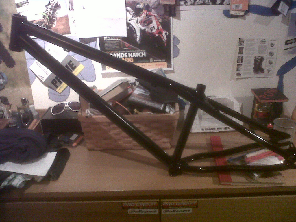 gt frame, freshly sprayed black