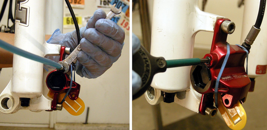 remove hose and screw in caliper plug