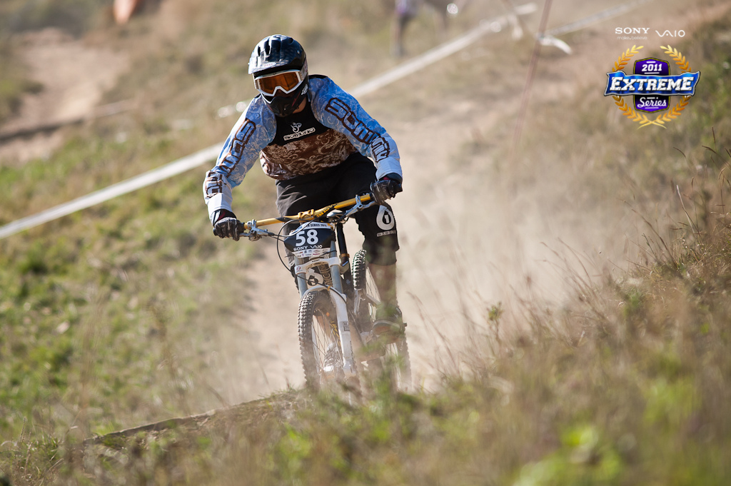 dusty ride into a berm