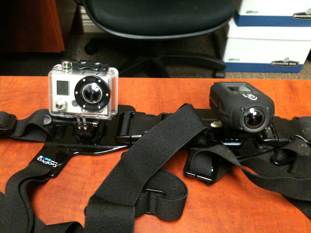 GoPro vs Drift chest mount - front view