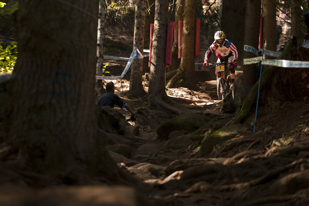 Aaron Gwin during training at the 2011 World Cup Finals in Val di Sole/ITA