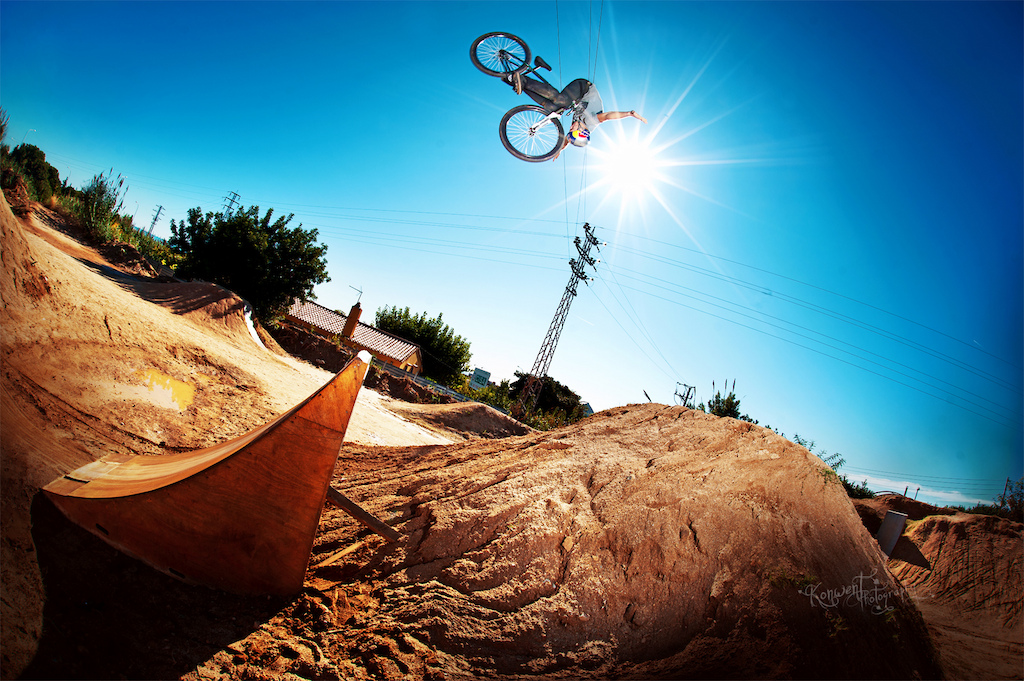 Szymon Godziek with his new Cody making frontflip nohander at La Poma bikepark during his trip to Barcelona. Photo by Kuba Konwent - http://konwent.fotolog.pl/.