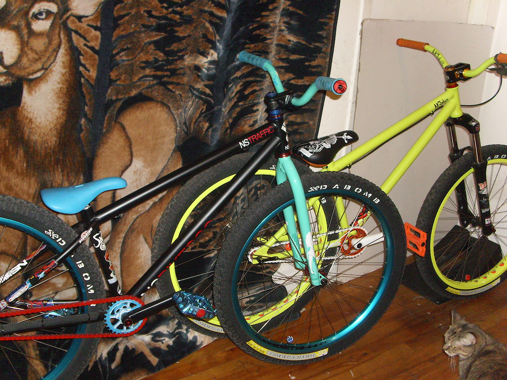 my NS bikes ..one street/park  the other dirt jump.the DJ is gonna be a very pimp ride when complete..just waiting on my Shadow conspiracy order to arrive soon