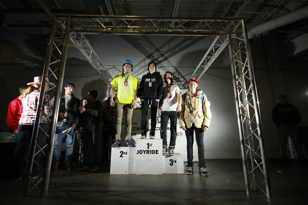 Pro MTB podium for the park contest. Photo by Steve Hayes