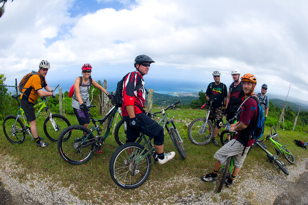 The crew at the top of Murphy Hill getting ready for the descent back down into Ocho Rios.