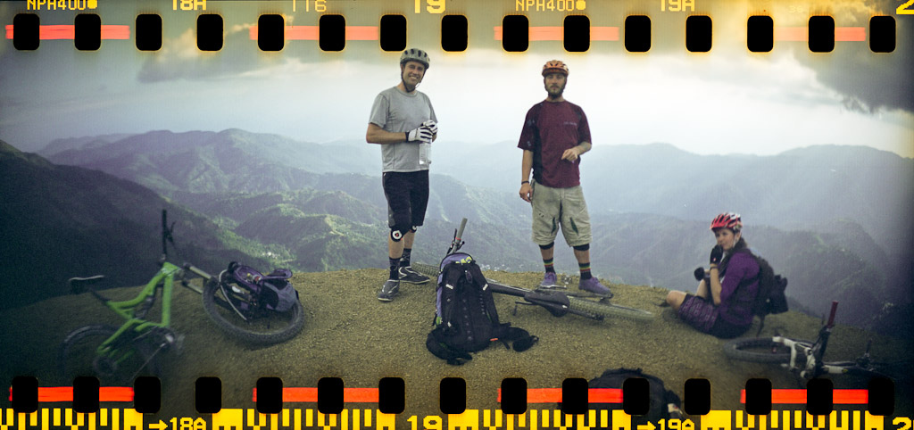 Seb Kemp, Jeff Carter and Katie Holden prepare to ride bike trails near Blue Mountain in Jamaica at the Jamaica Fat Tyre Festival. This was part of the memorial ride for trail builder Ken Klowak who was killed last year in Mexico.