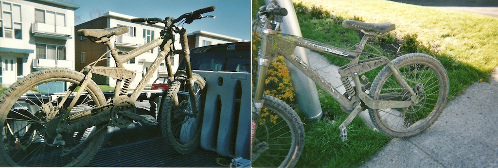 my 2000 kona stab dee-lux after the open day at bromont. i remenber there was still snow in some places!