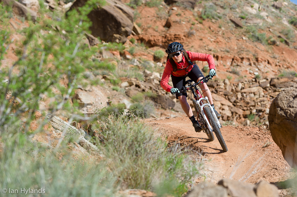 Brook Baker riding the Grafton Mesa Trail near Rockville in Utah.