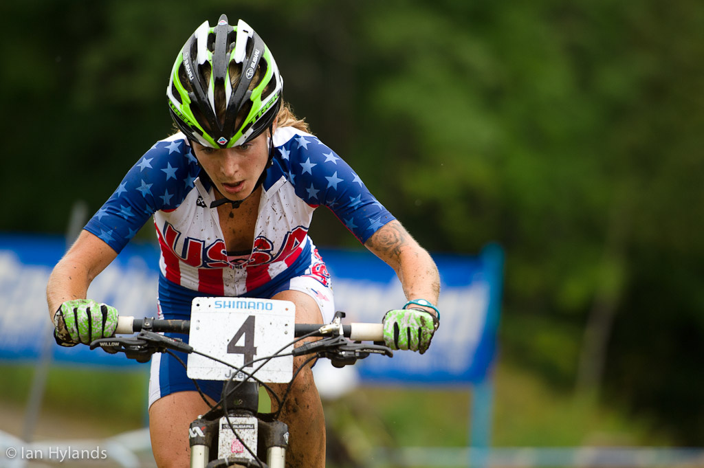 Willow Koerber races the XC at Mountain Bike World Championships at Mt Saint Anne in Quebec. Willow placed 3rd.