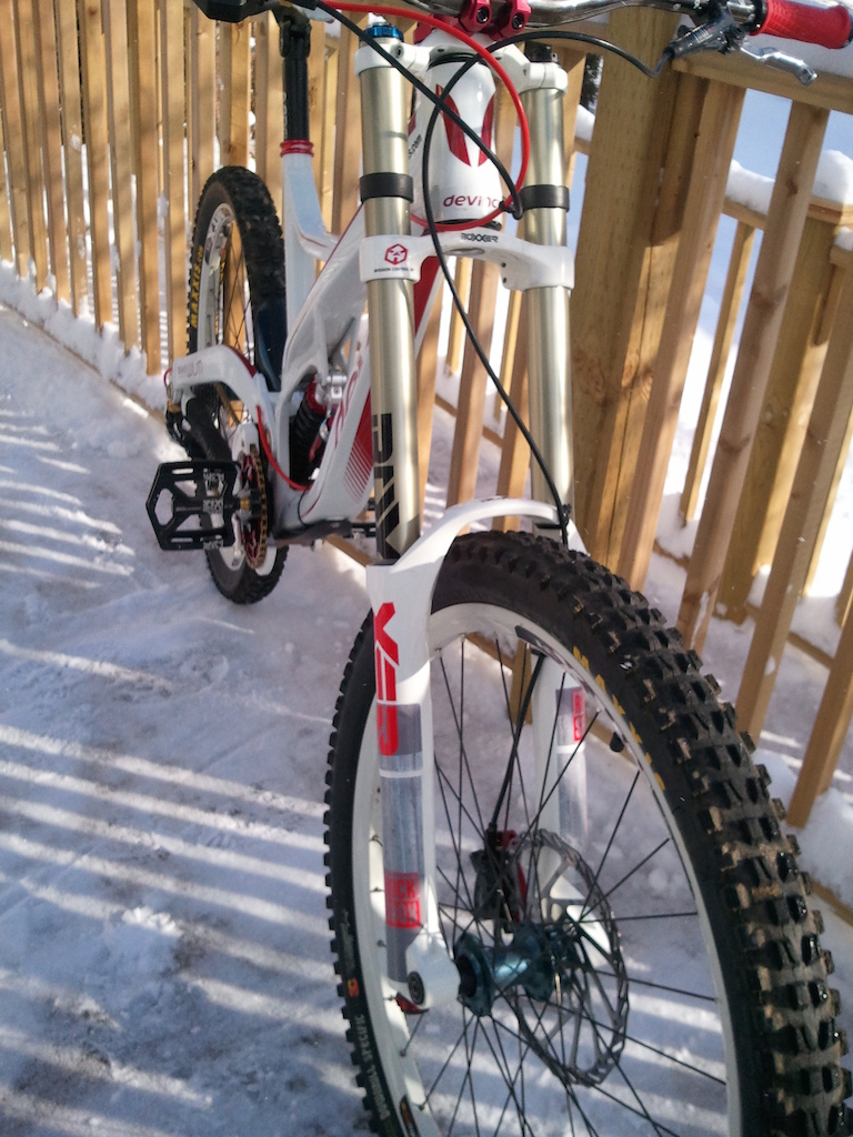 My bike with it new Elka shock and custom fork decals.

Sry for the poor quality pics