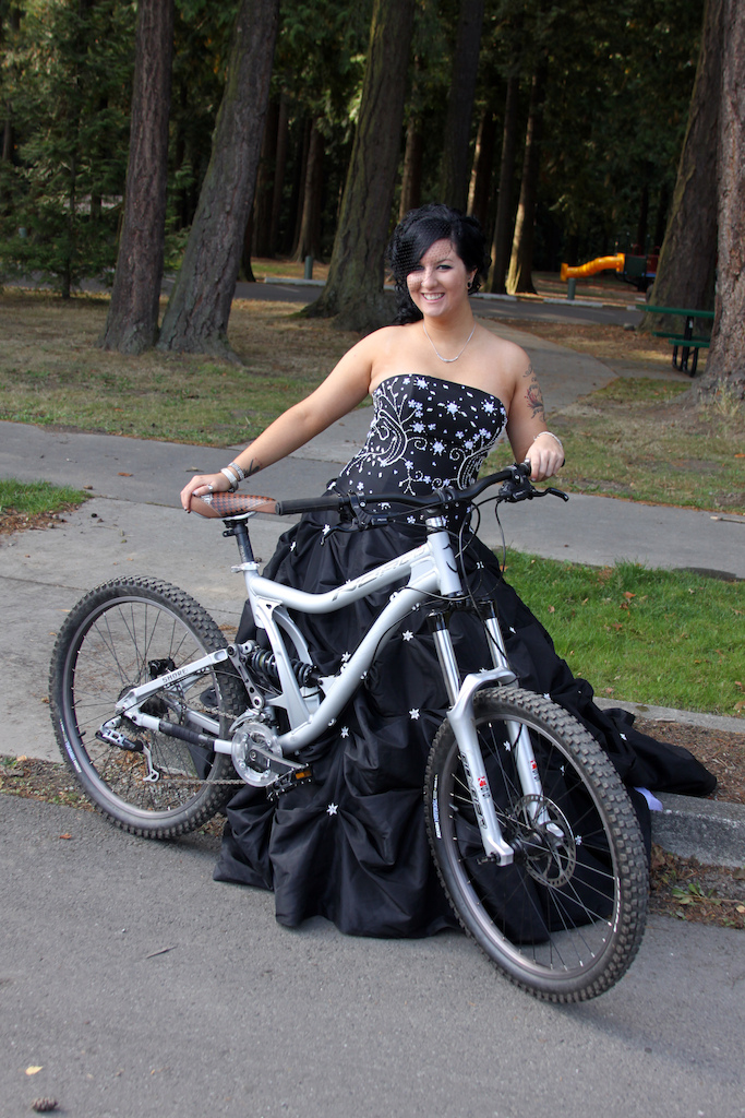 The bride with her sweet bike that men are jealous of!!!
