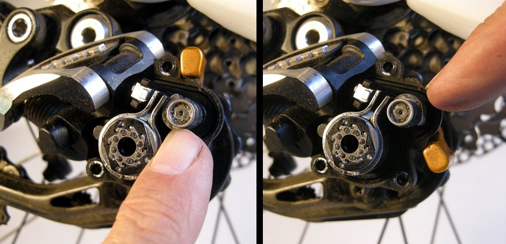 How the clutch-lever cam operates: Flipping the gold lever upwards (left) rotates a cam that squeezes the brake band tighter over the clutch cylinder. Rotating the lever downwards (right) takes pressure off the friction band. The snail-shell design of the cam allows it to remain in position anywhere in between.