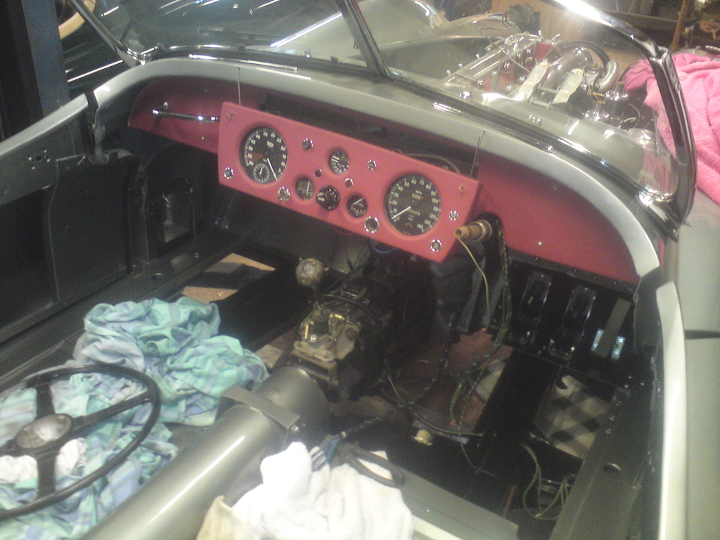dashboard of the next xk 140 being fitted