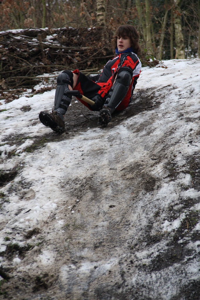 sledging on spade :)