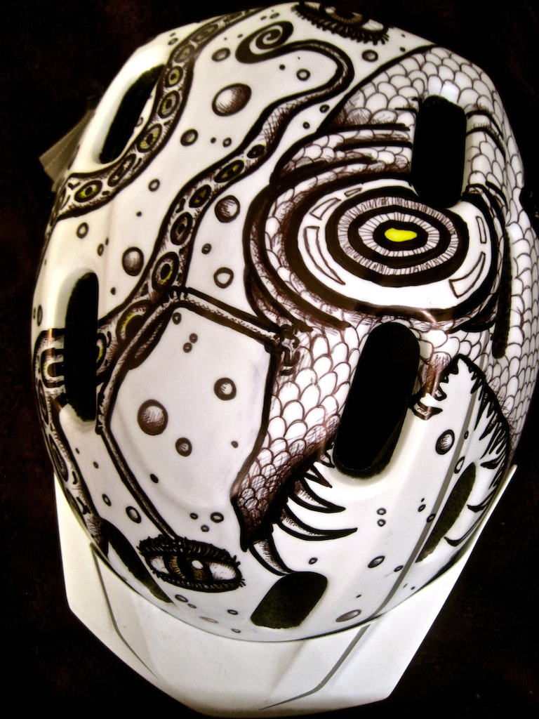 specialized street smarta helmet custom drawn by Alyse Dietel, check out her art on her facebook page AlyseOriginalArt