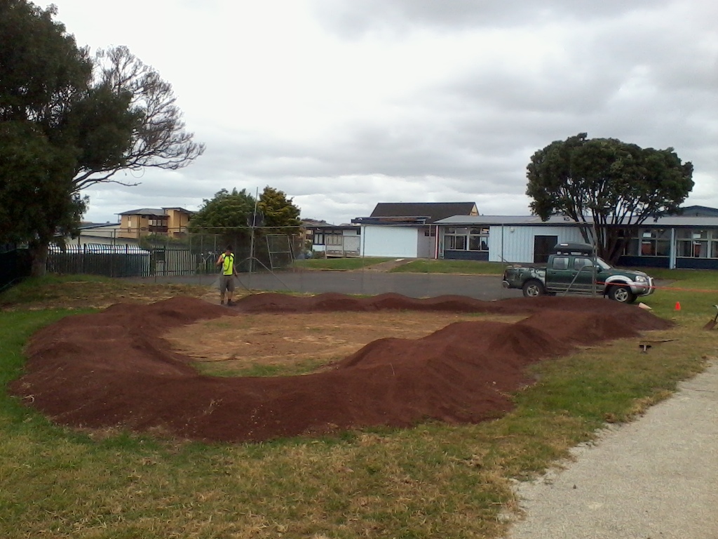 closer look at the pump track we put in as part of the skills area.