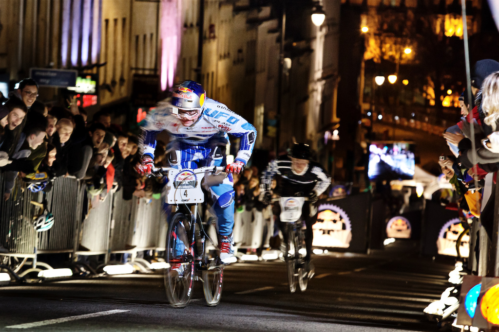 Michal Prokop performing in Red Bull Hill Chasers on Park street in Bristol, UK, on the 18th of February 2012.
