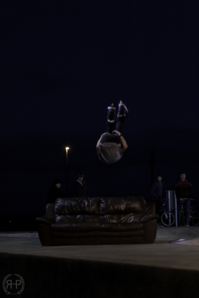 Local Blader flying over the sofa with a Vertical 360