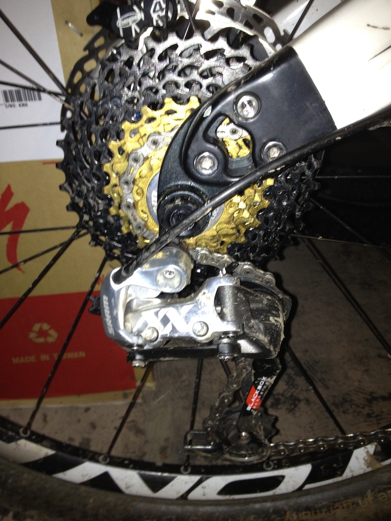 Sram XX rear mech and custom XX Ti nitrate coated cassette with XX chain