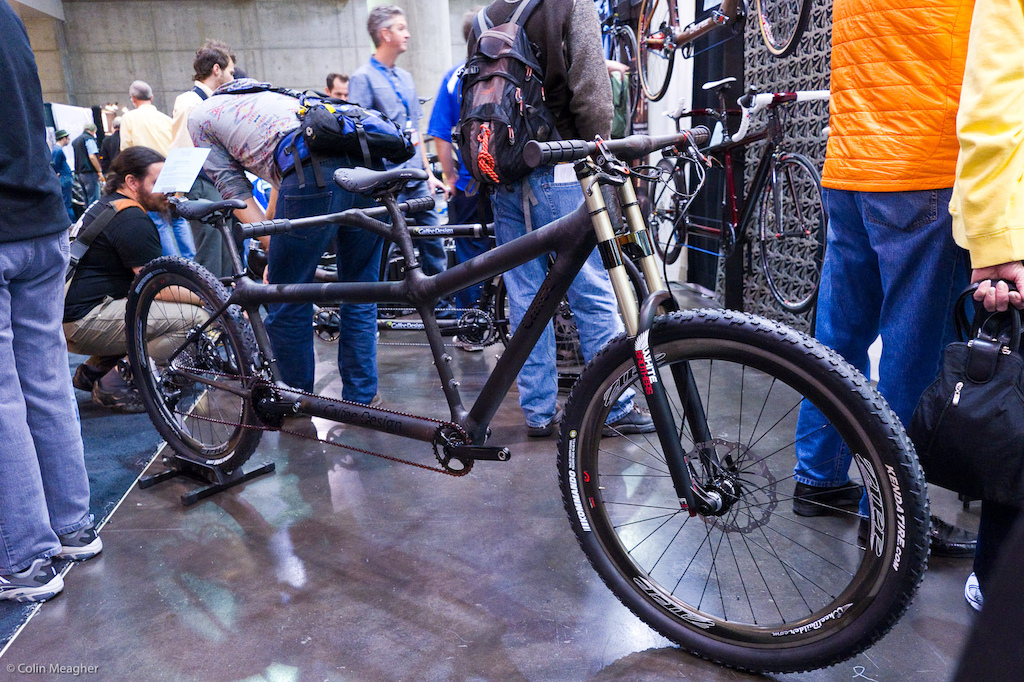 Calfee, renowned for Bamboo bikes, was rocking this Carbon Fiber tandem mountain bike.