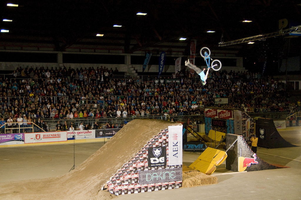 Sam doing a massive Super-Flip over the first jump of the Rocket Air Slopestyle! Visit us on the 13.-14.April in Switzerland!!