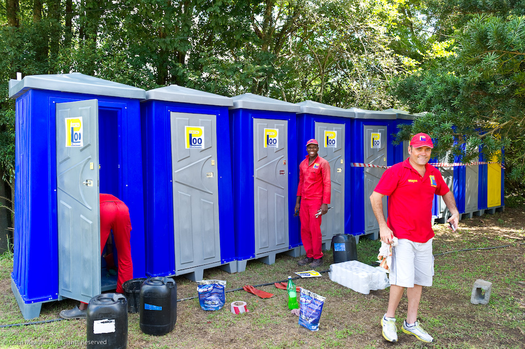 Cleaning the portable toilets at the Pietermaritzburg UCI World Cup