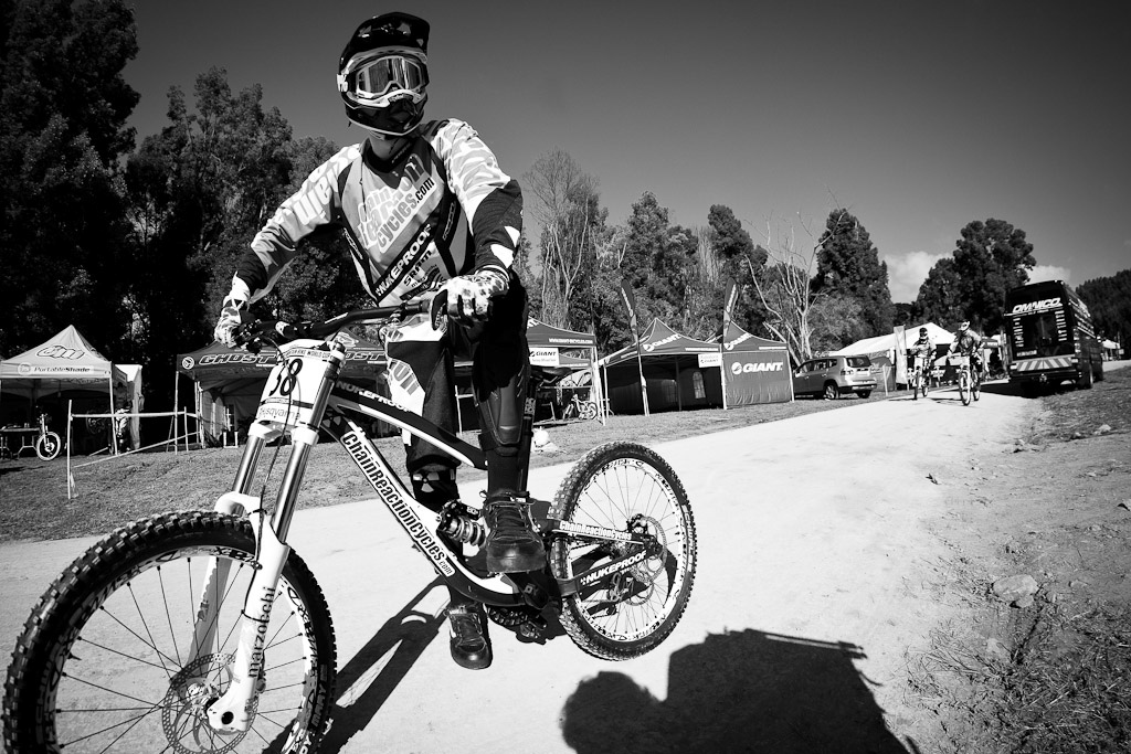 First Day of practice for CRC Nukeproof at the 2012 World Cup DH in South Africa