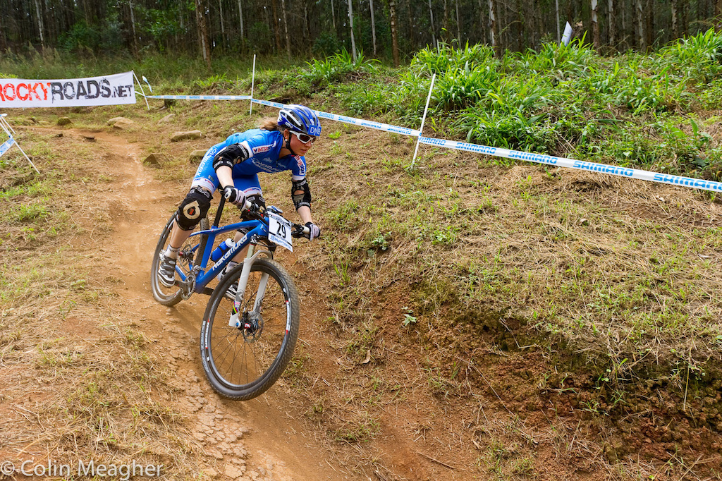 Elisabeth Sveum of Norway, riding for team Crampfix in the XC or Cross Country race at the Pietermaritzburg UCI World Cup