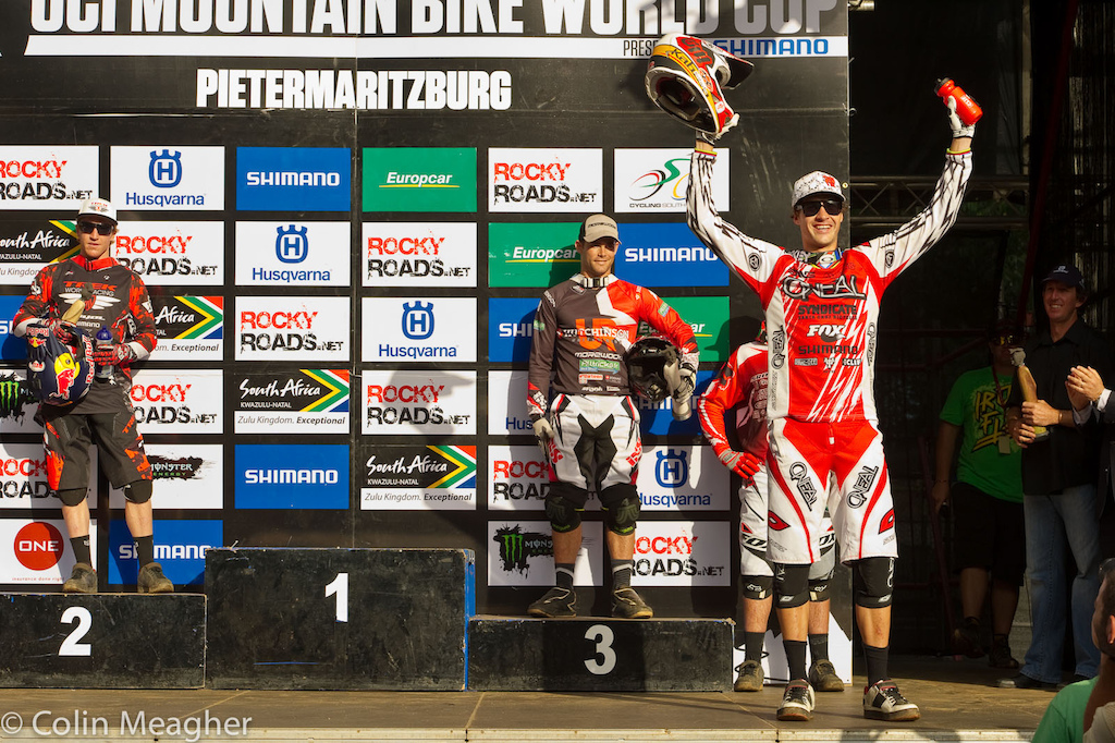 An amazing win for Greg Minnaar at the Pietermaritzburg UCI World Cup DH: 2 seconds down at split one, 1 second down at split two, and then a half second up at the end?!?