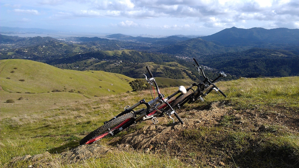 at the top, overlooking marin