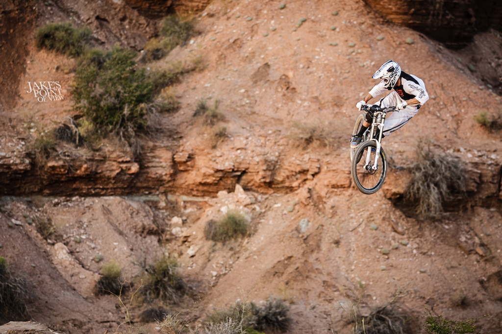 Cam Zink sends it sideways during practice at the Red Bull Rampage in 2009.
