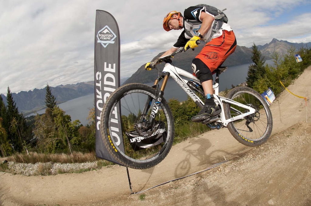 Racers compete in the Mountain Bike Super D race at the 2012 Queenstown Bike Festival