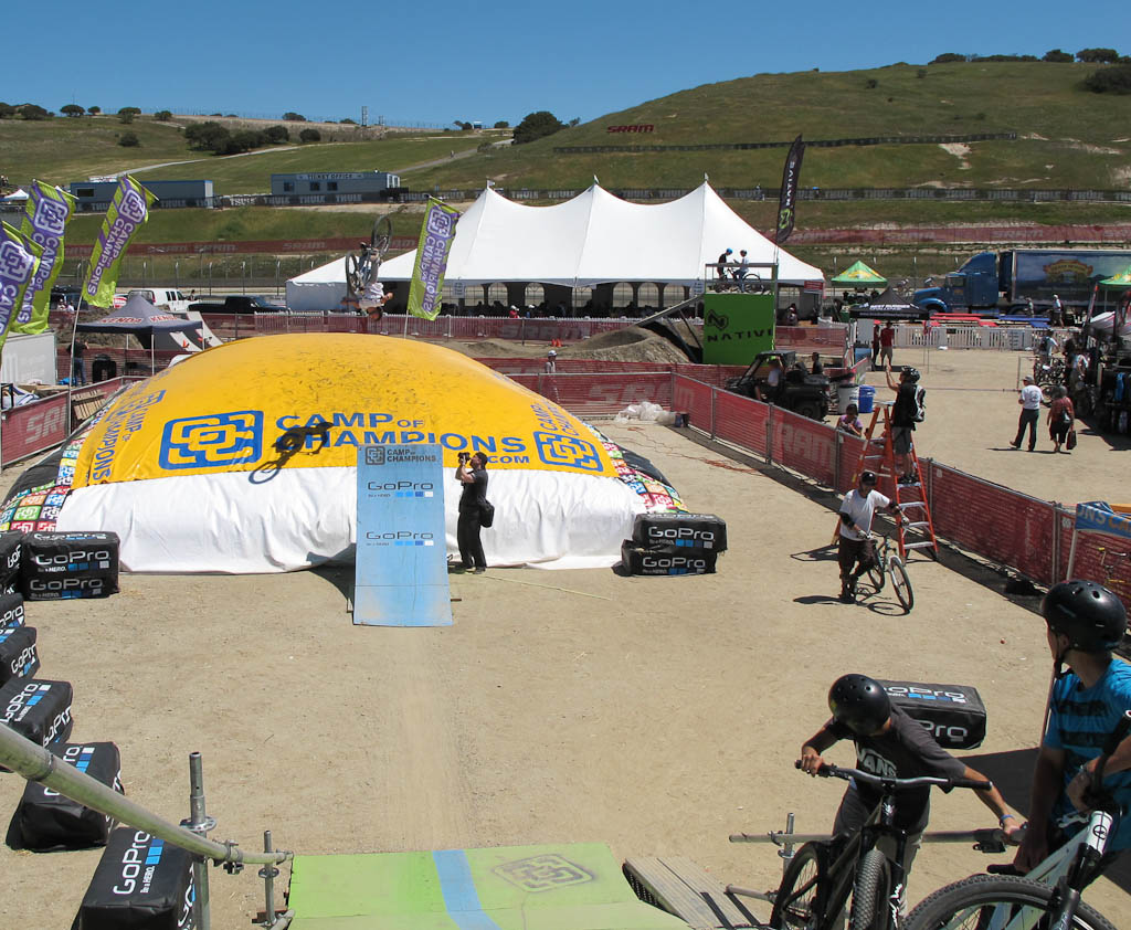 Camp of Champions Air Bag is a hit at all events. Jeremy from Virgin, Utah came all the way to the Sea Otter Classic just to hit the air bag.
