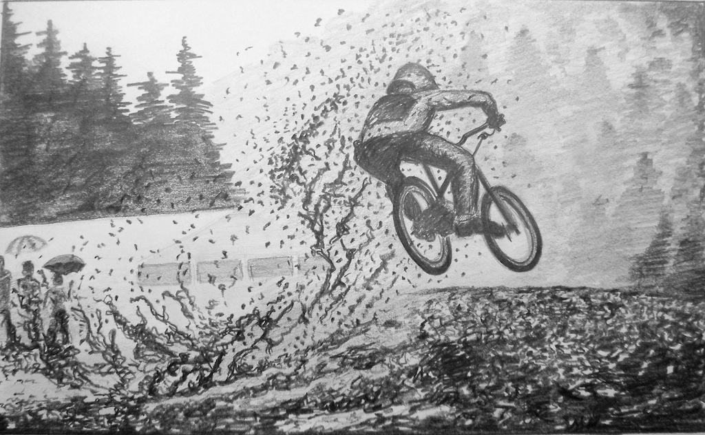 A copy of this photo in lead pencil
http://www.pinkbike.com/photo/7352657/