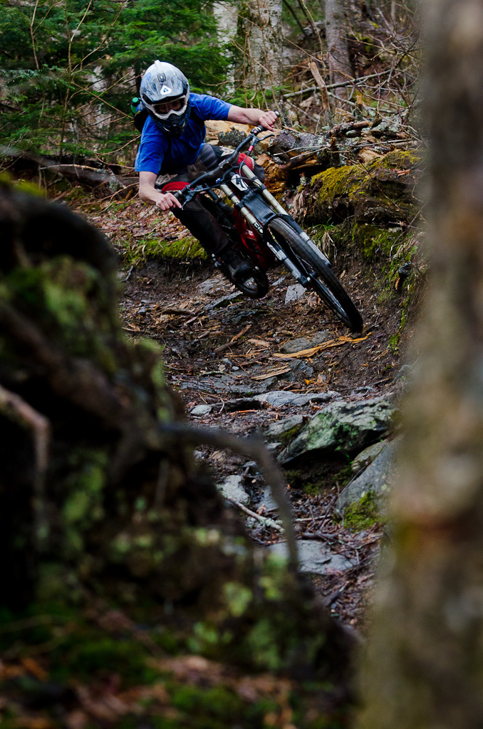 A fun ride in the rain on the old Bolton Valley DH trails