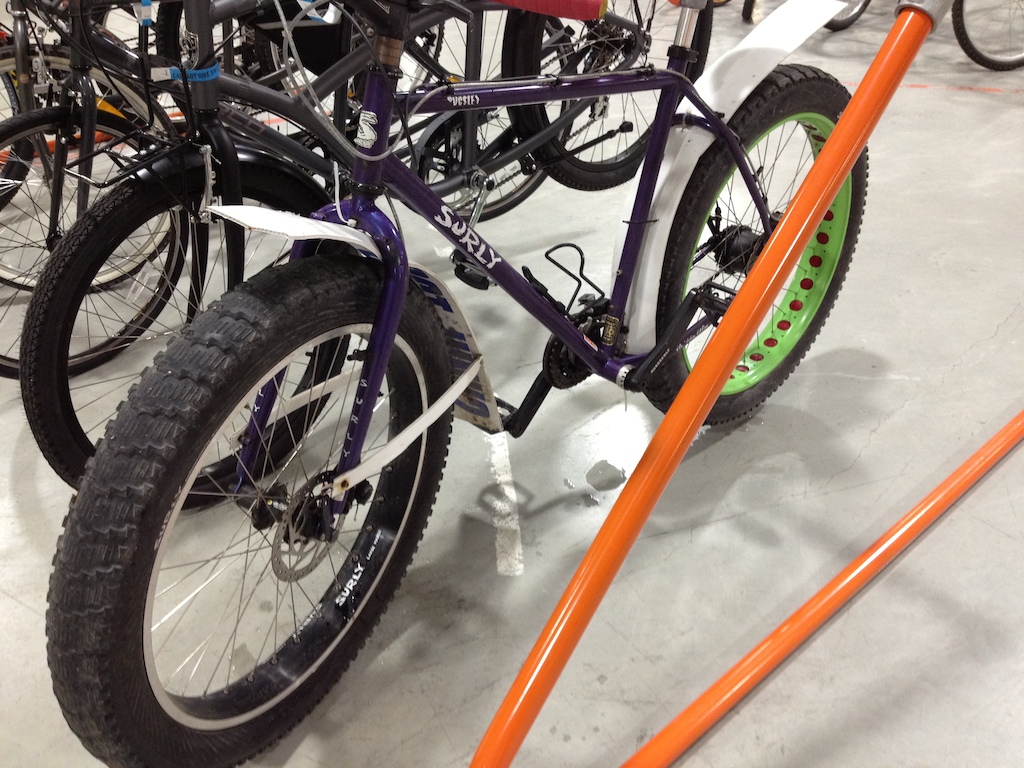 Calgary Bike Swap. This was a strange one. Plasti-board fenders zip-tied on...guess how much this goob wanted...

...$1300.