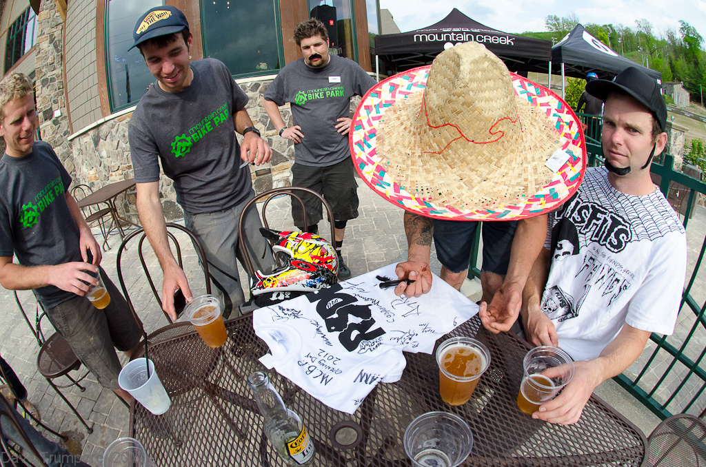 The Mountain Creek Bike Park staff celebrates Cinqo de Mayo in the beer garden after a successful opening day.