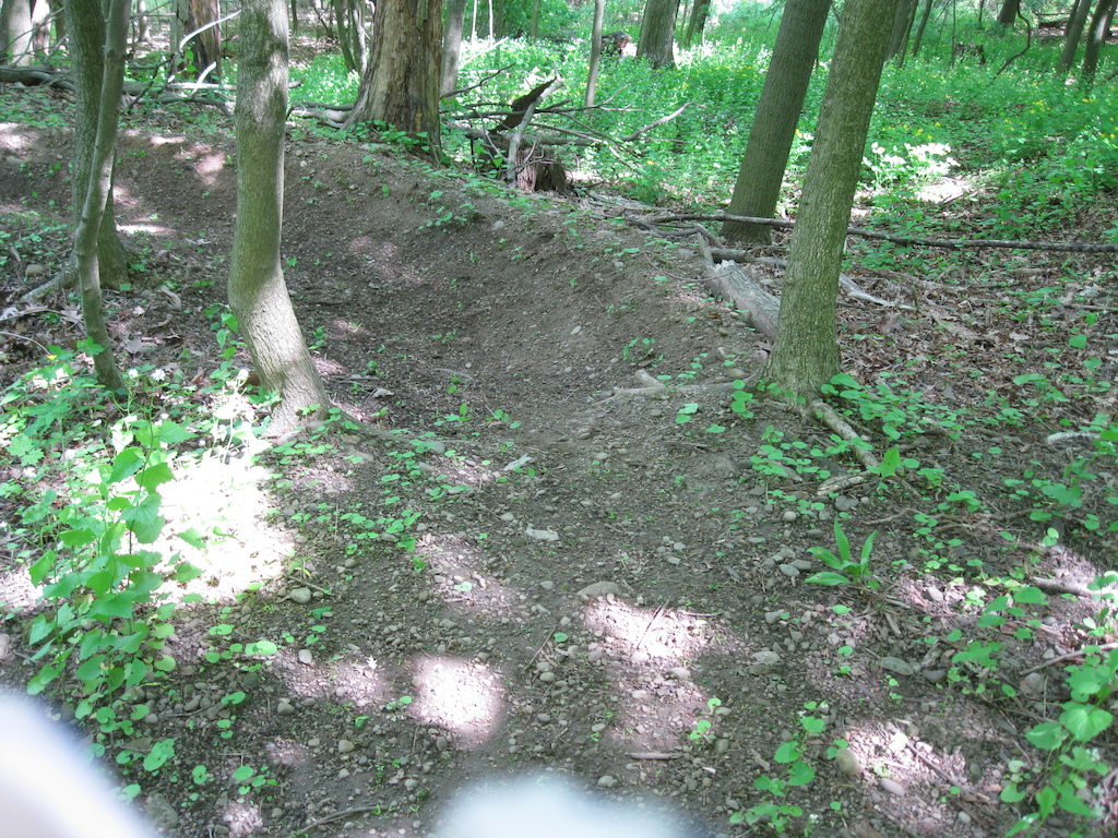 raked out berm on main trail