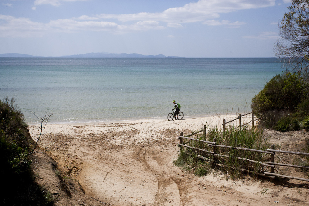 Jerome arrives on the beach on the sea where there is no-one at this time of year.