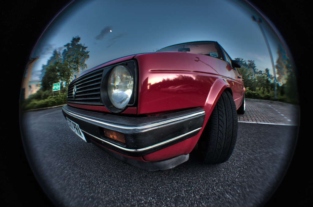 Playing with my new fish eye and hdr! 

fish eye mk2 golf 1986 golf retro small bumper 7 slat hdr low vw bbs Volkswagen