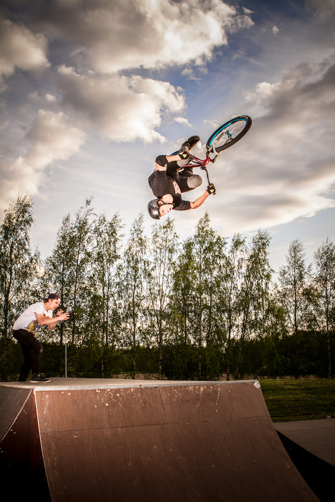 Flipping over the corner of the box jump. Photo by Petri Anttila Photography