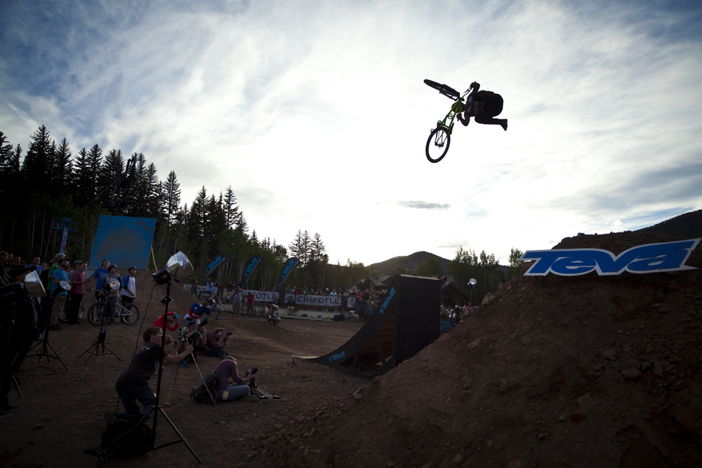 Sam Pilgrim 360 whipping his way to the win at the 2012 Teva Games Slopestyle