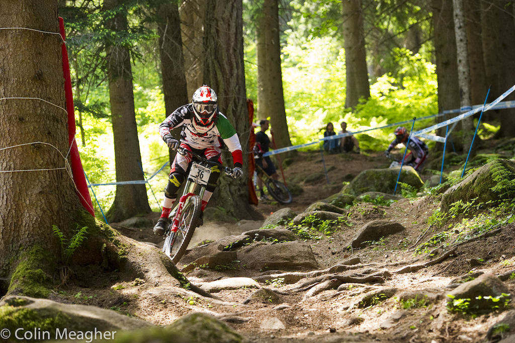 Italian Champion Lorenzo Sudding got a huge roar from the crowd as he roared down the course.